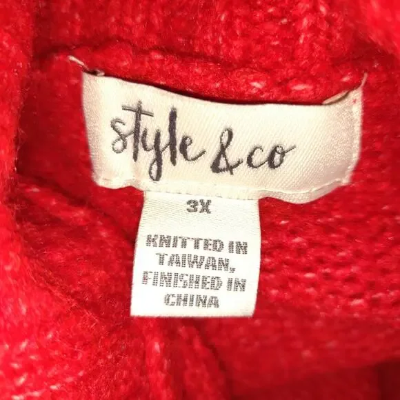 Style & Co Cherry Red Turtleneck Plus Sz 3X Soft Roomy Cozy Winter Outdoor - Picture 9 of 16